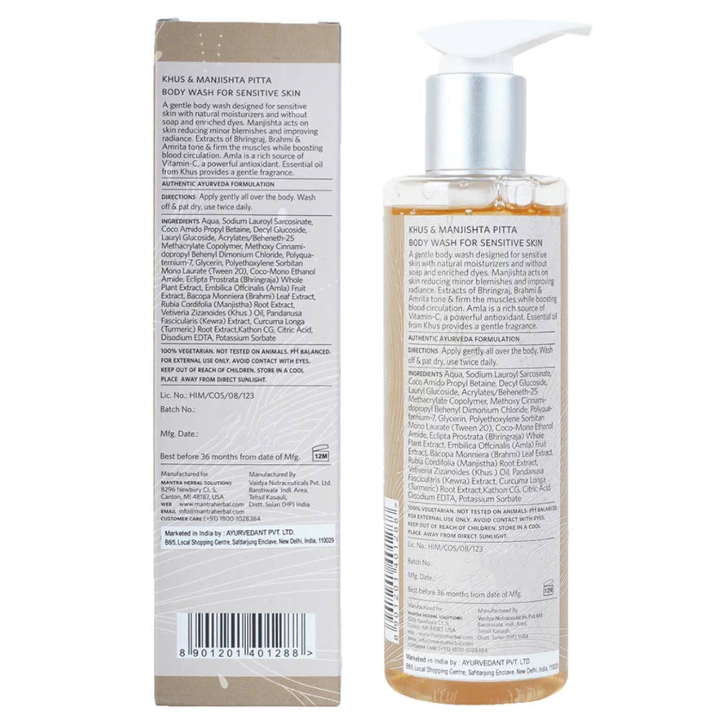 Mantra Khus and Manjistha Pitta Body Wash for Sensitive Skin