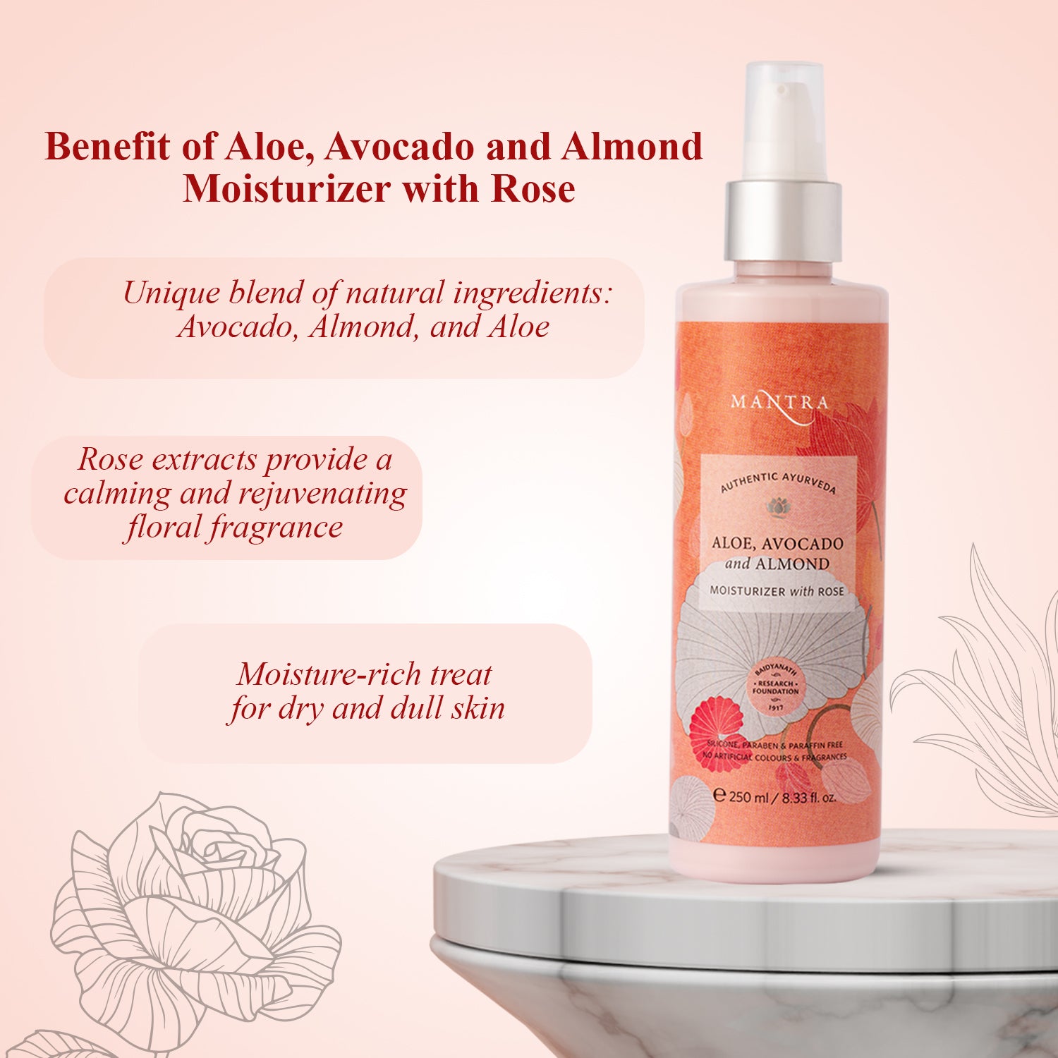 Mantra Aloe Avocado And Almond Moisturiser With Rose