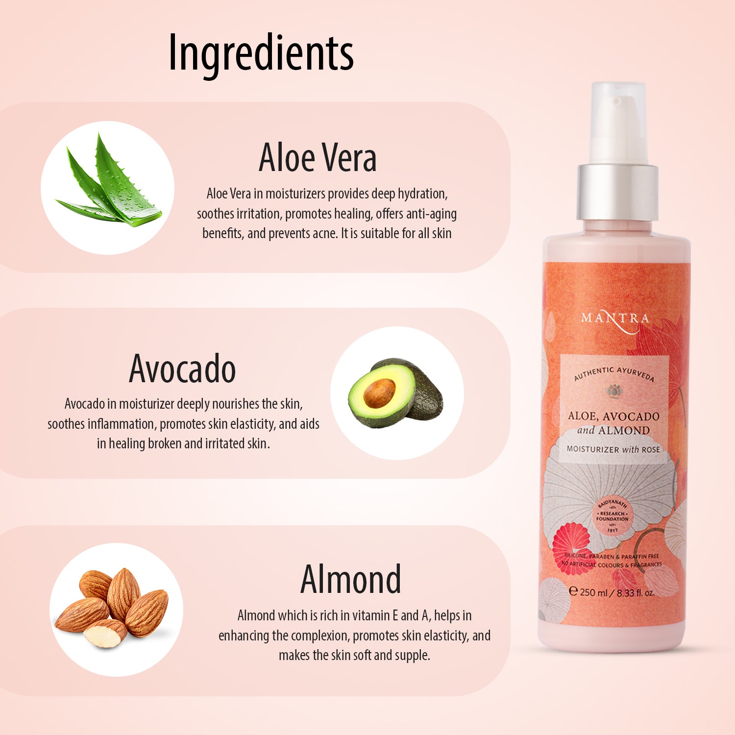 Mantra Aloe Avocado And Almond Moisturiser With Rose